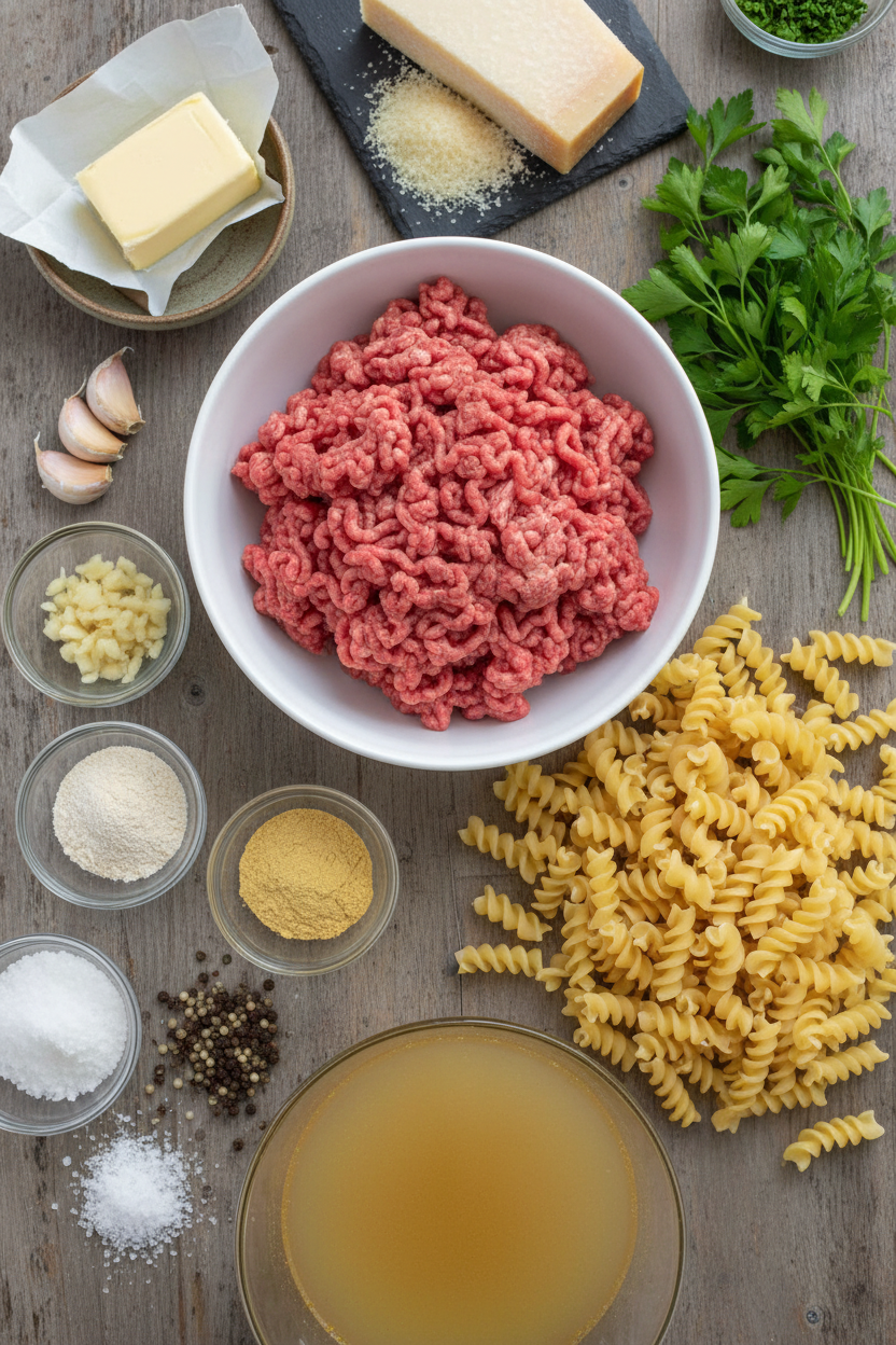 One Pot Beef and Garlic Butter Pasta