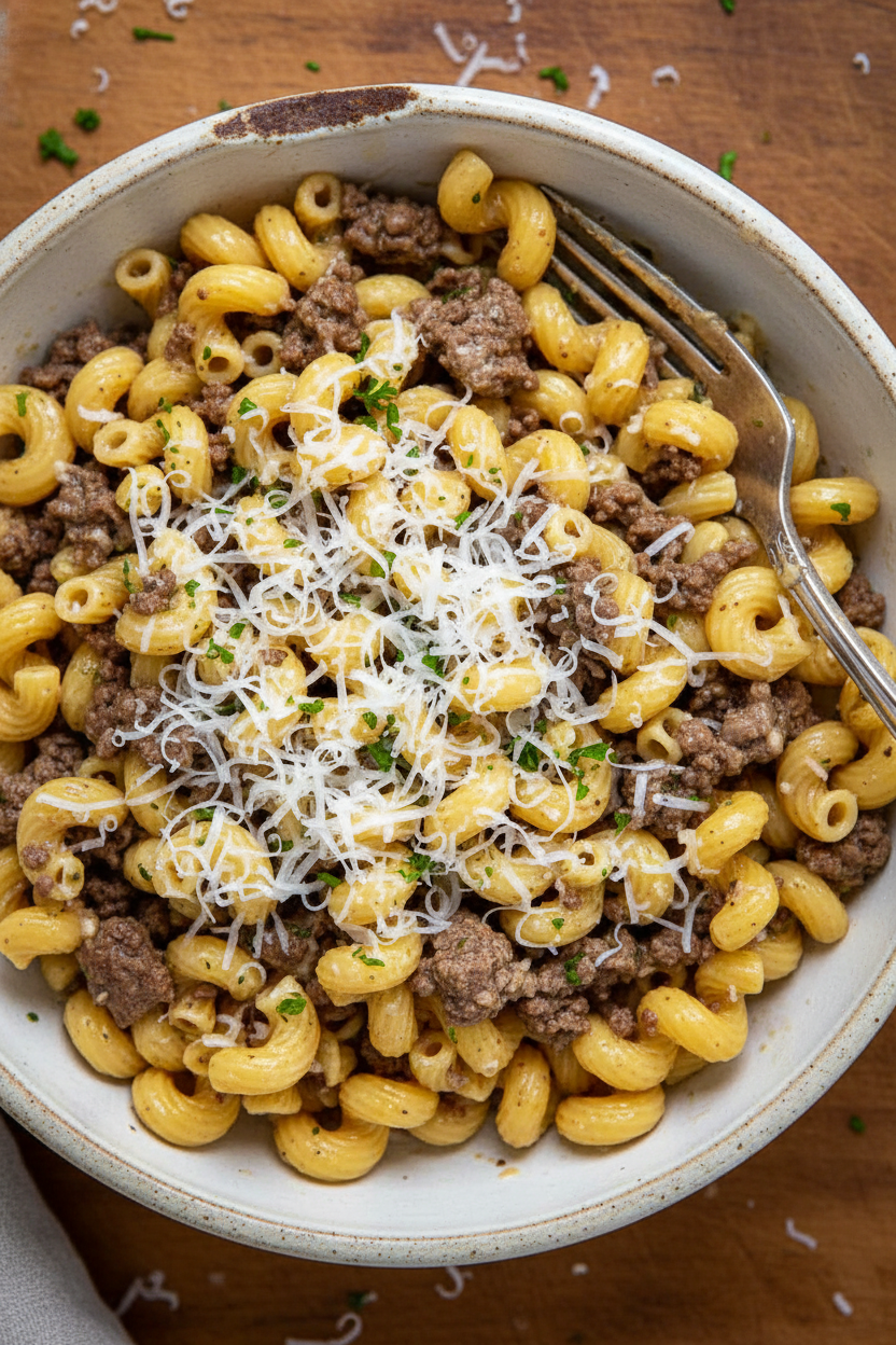 One Pot Beef and Garlic Butter Pasta