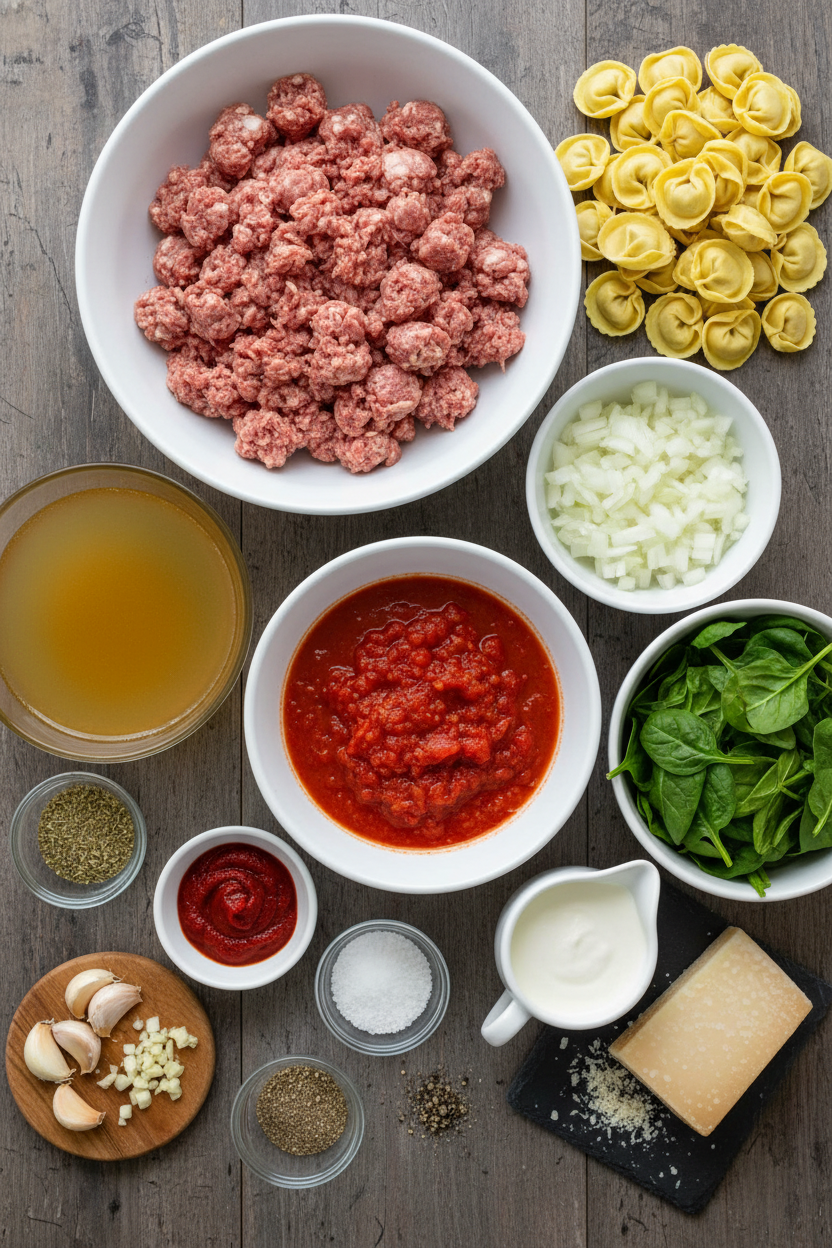 One Pot Italian Sausage Tortellini Soup Recipe