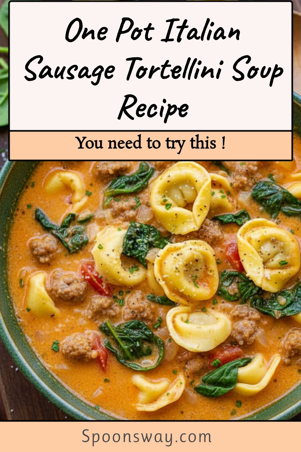 One Pot Italian Sausage Tortellini Soup Recipe