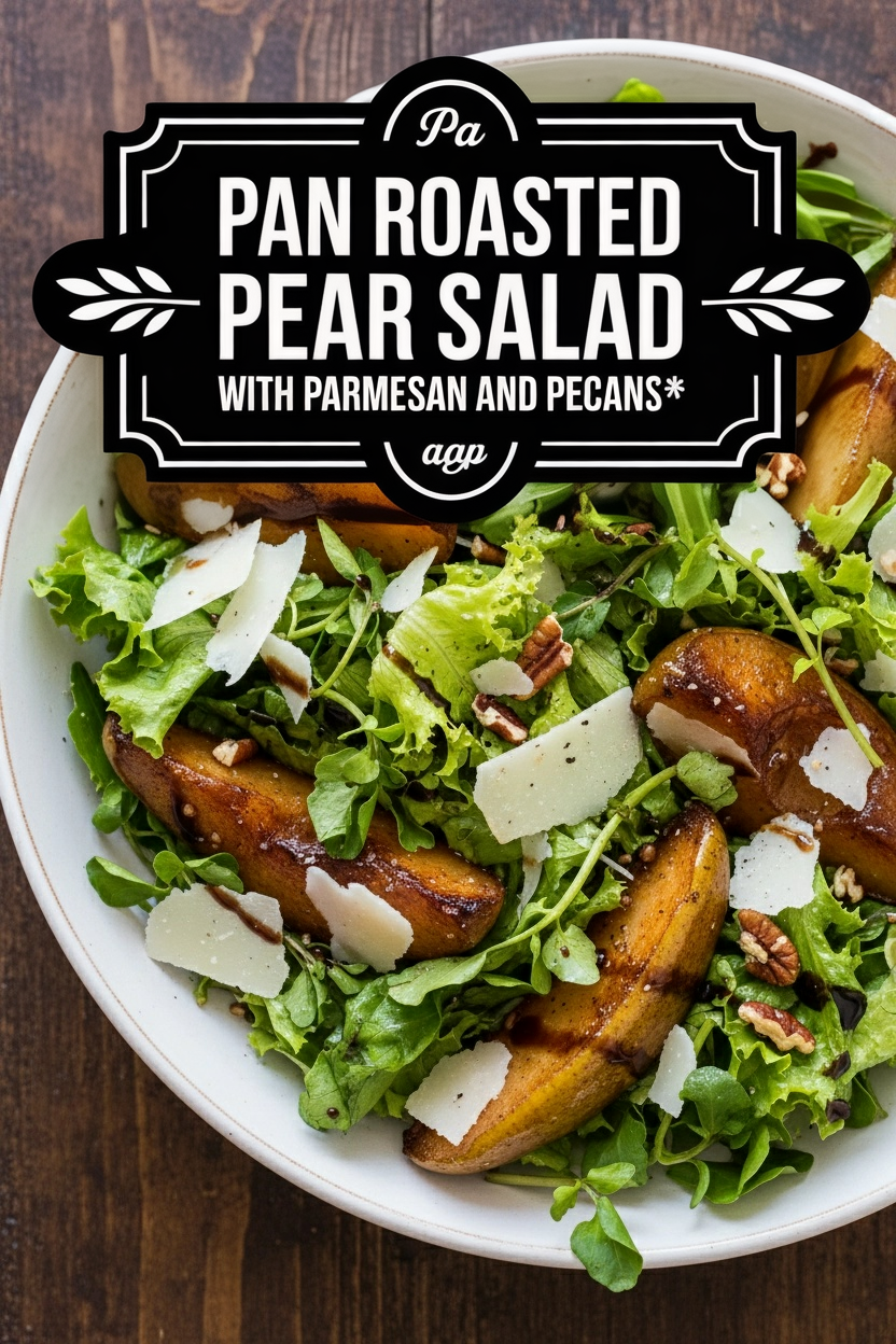 Pan Roasted Pear Salad with Parmesan and Pecans