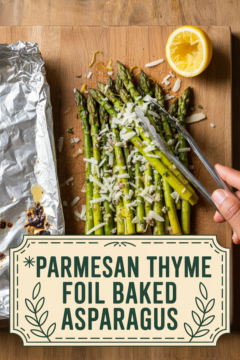Parmesan Thyme Foil Baked Asparagus