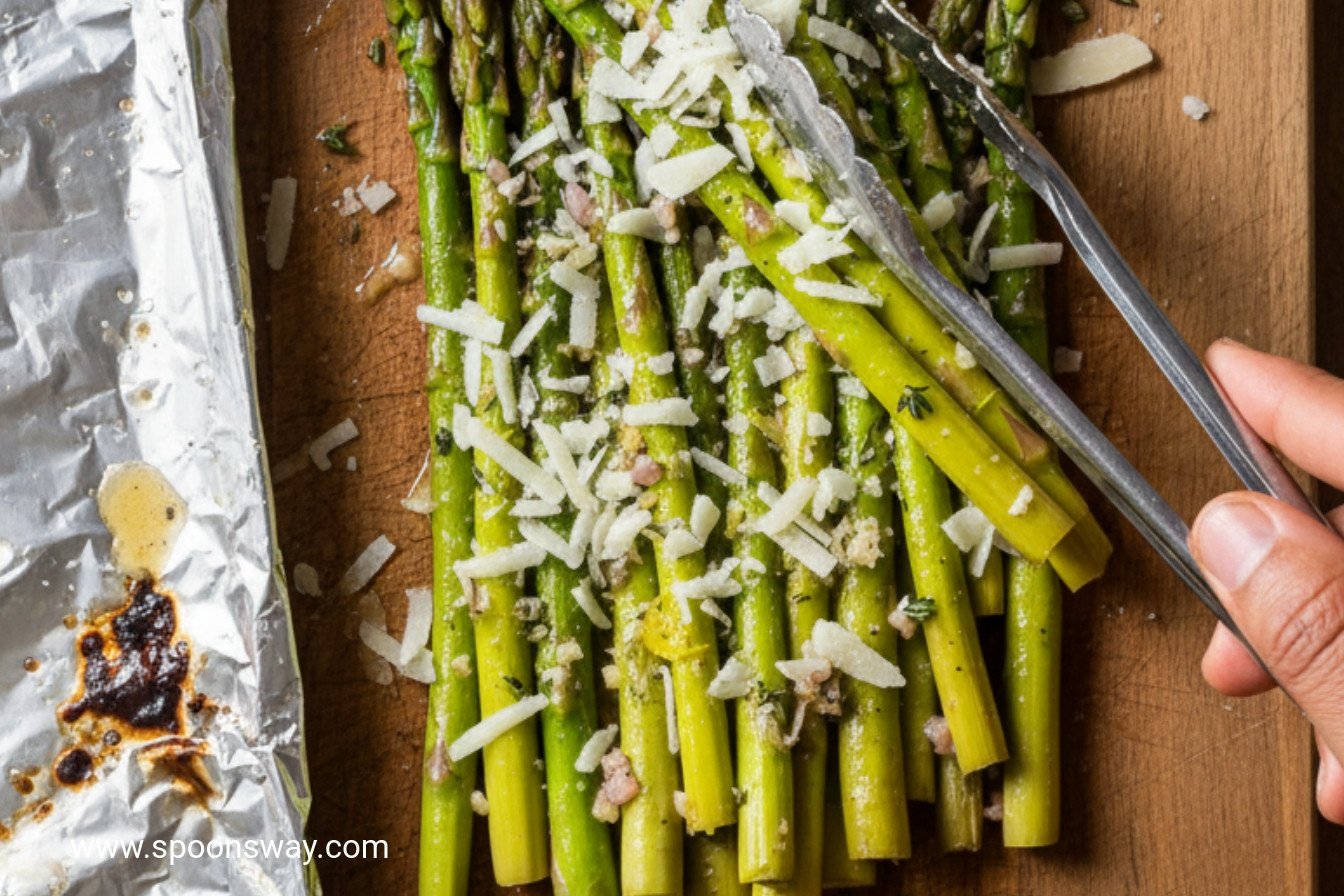 Parmesan Thyme Foil Baked Asparagus