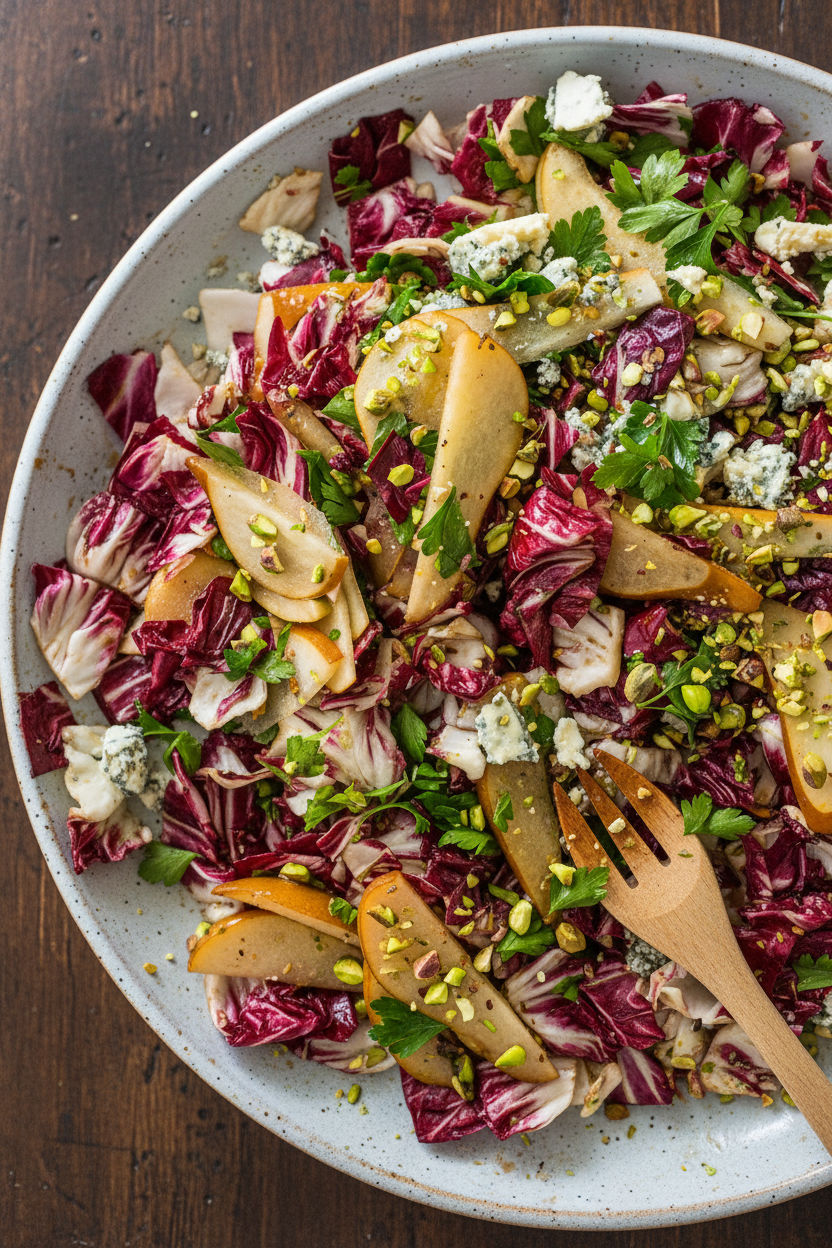 Pear Blue Cheese and Parsley Radicchio Salad