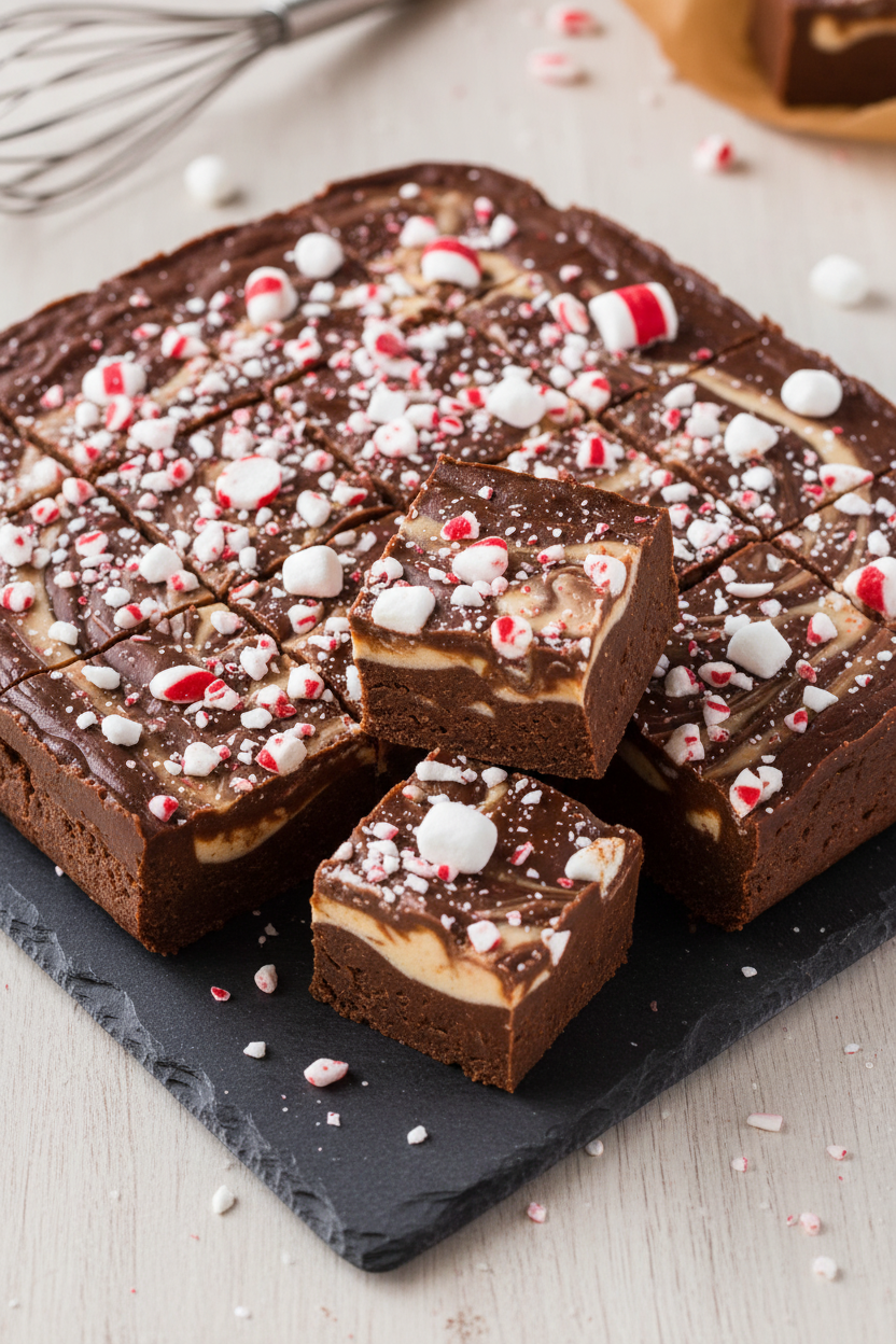 Peppermint Chocolate Swirl Fudge