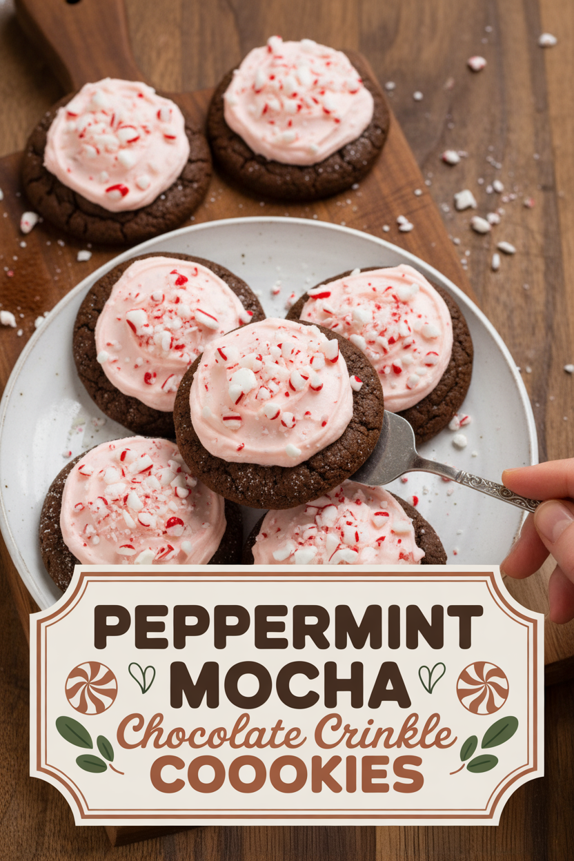 Peppermint Mocha Chocolate Crinkle Cookies