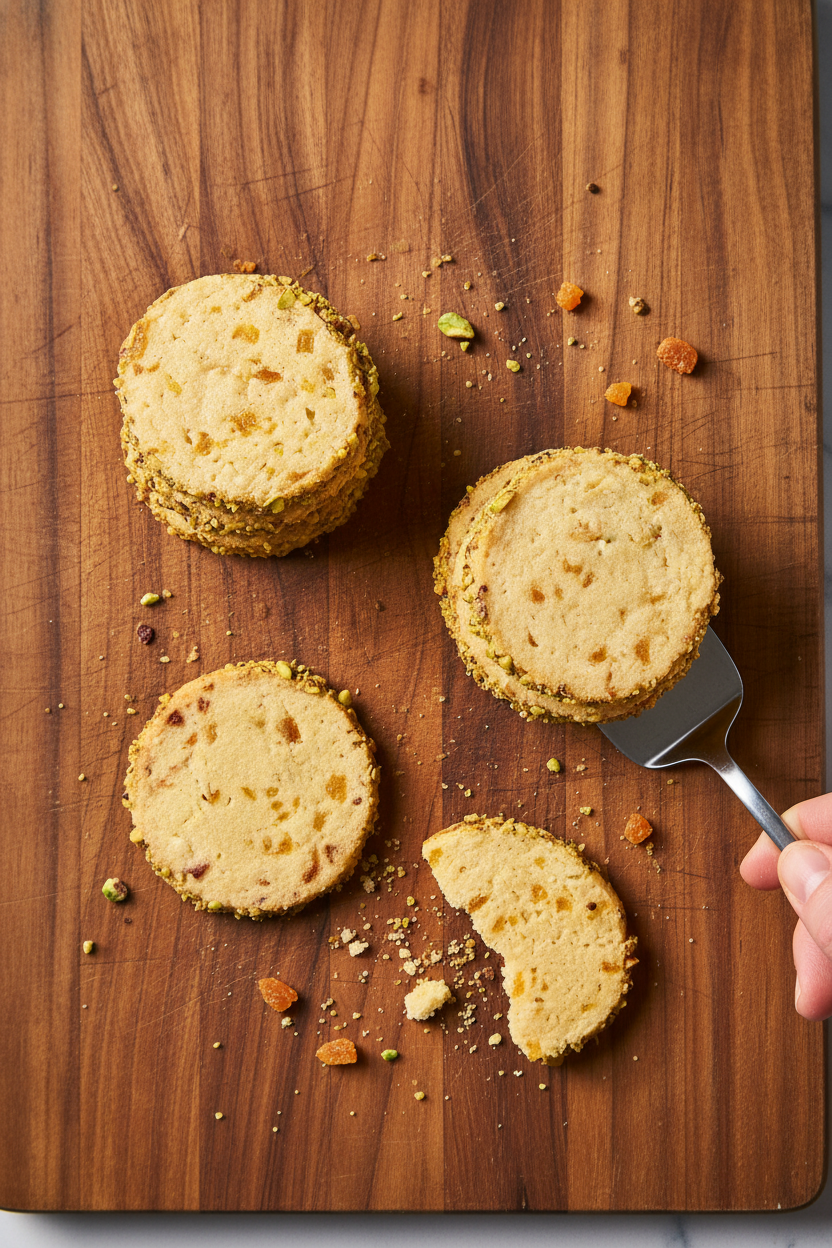 Pistachio Apricot Icebox Butter Cookies