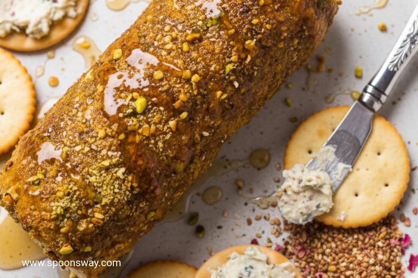 Pistachio Dukkah Crusted Blue Cheese Log