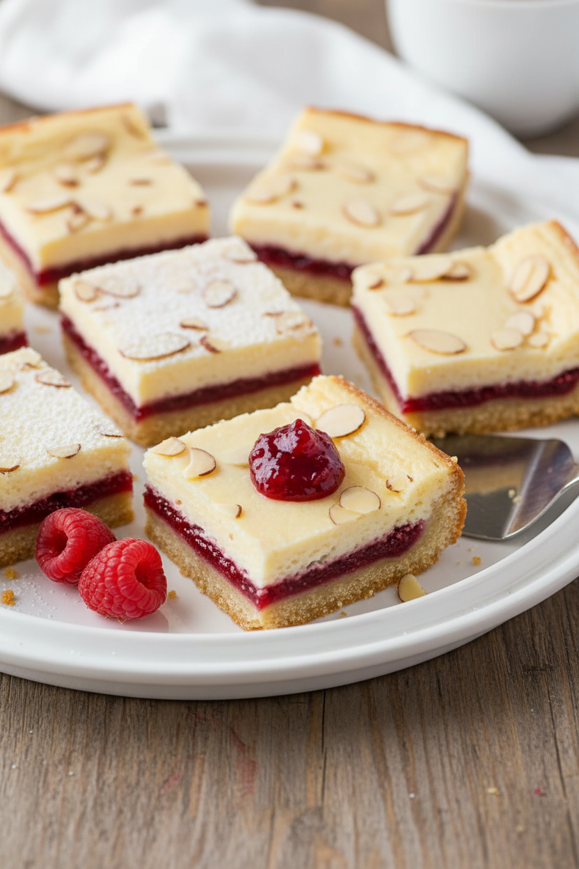 Raspberry Almond Cheesecake Squares