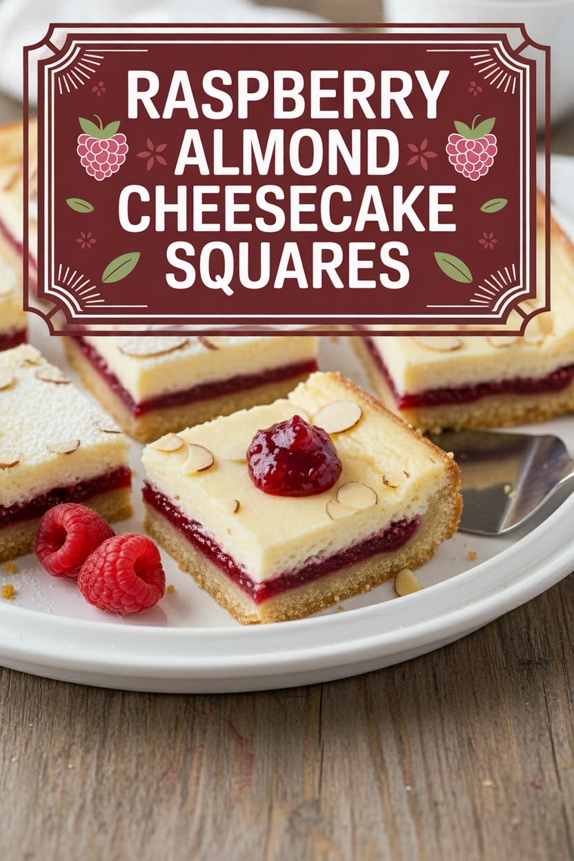 Raspberry Almond Cheesecake Squares