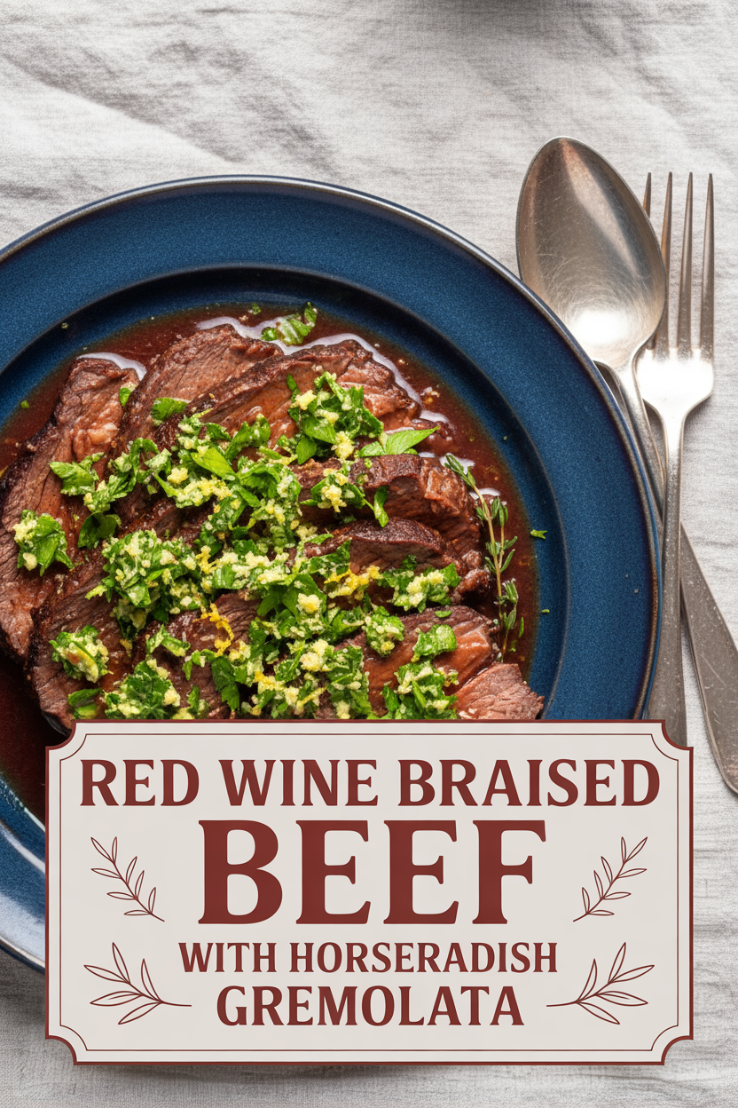 Red Wine Braised Beef with Horseradish Gremolata