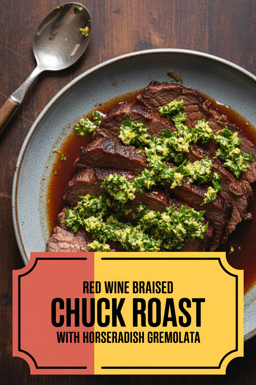 Red Wine Braised Chuck Roast with Horseradish Gremolata