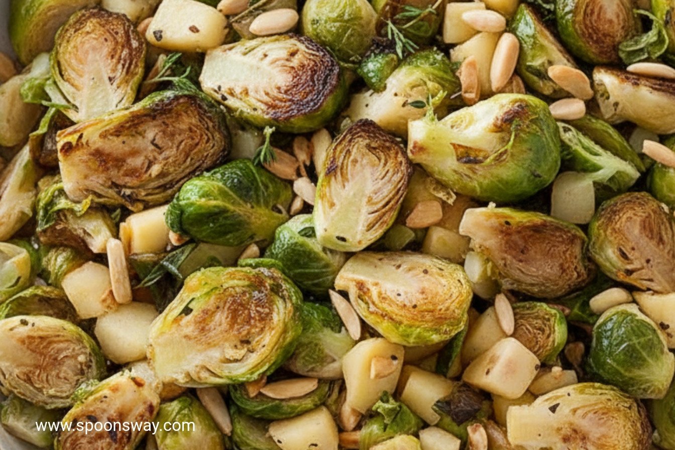 Roasted Brussels Sprouts with Apples and Toasted Almonds