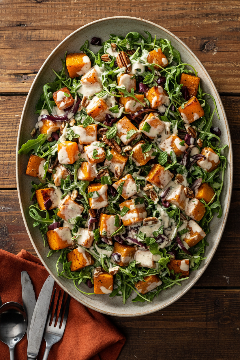 Roasted Butternut Squash with Creamy Tahini Salad