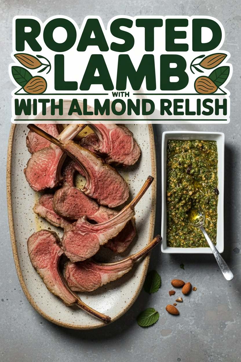 Roasted Lamb with Mint Almond Relish