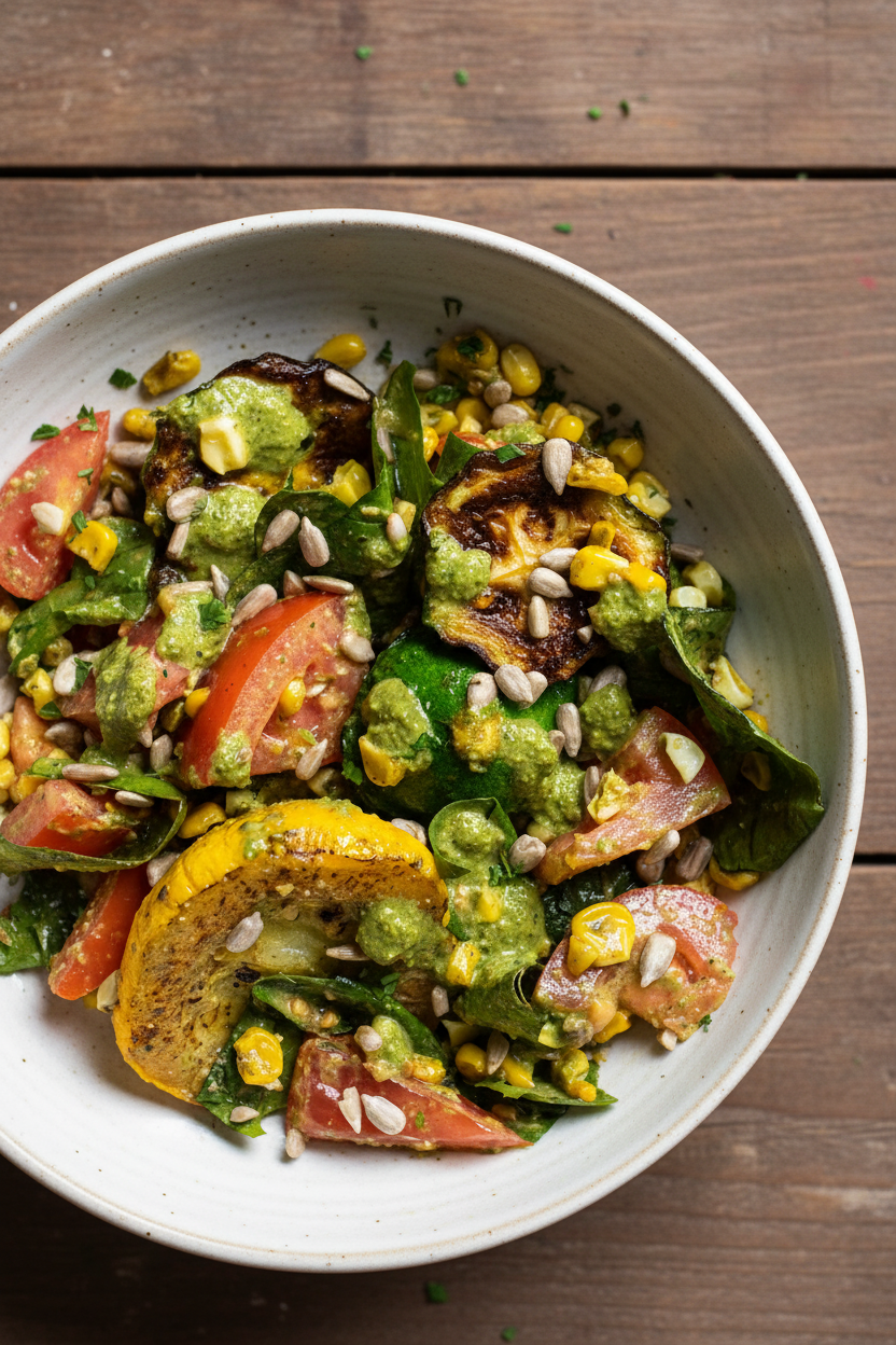 Roasted Pattypan Squash and Sweet Corn Salad