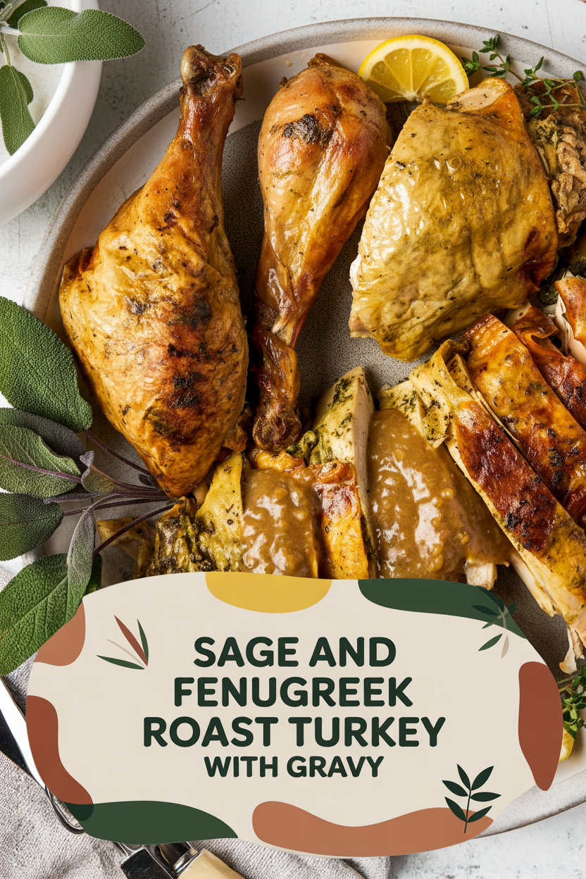 Sage and Fenugreek Roast Turkey with Gravy