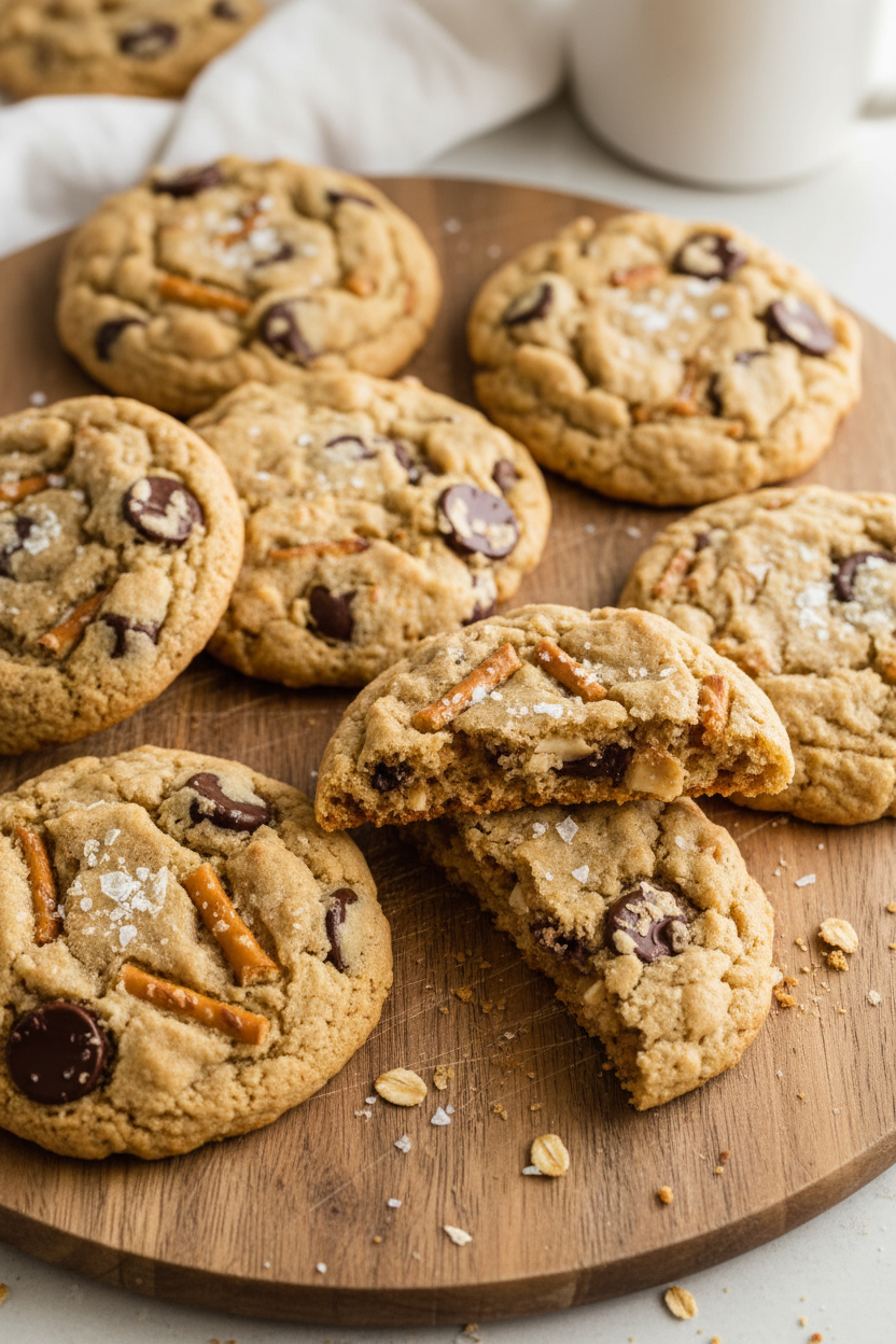 Salted Peanut Butter Pretzel Chocolate Chip Cookies
