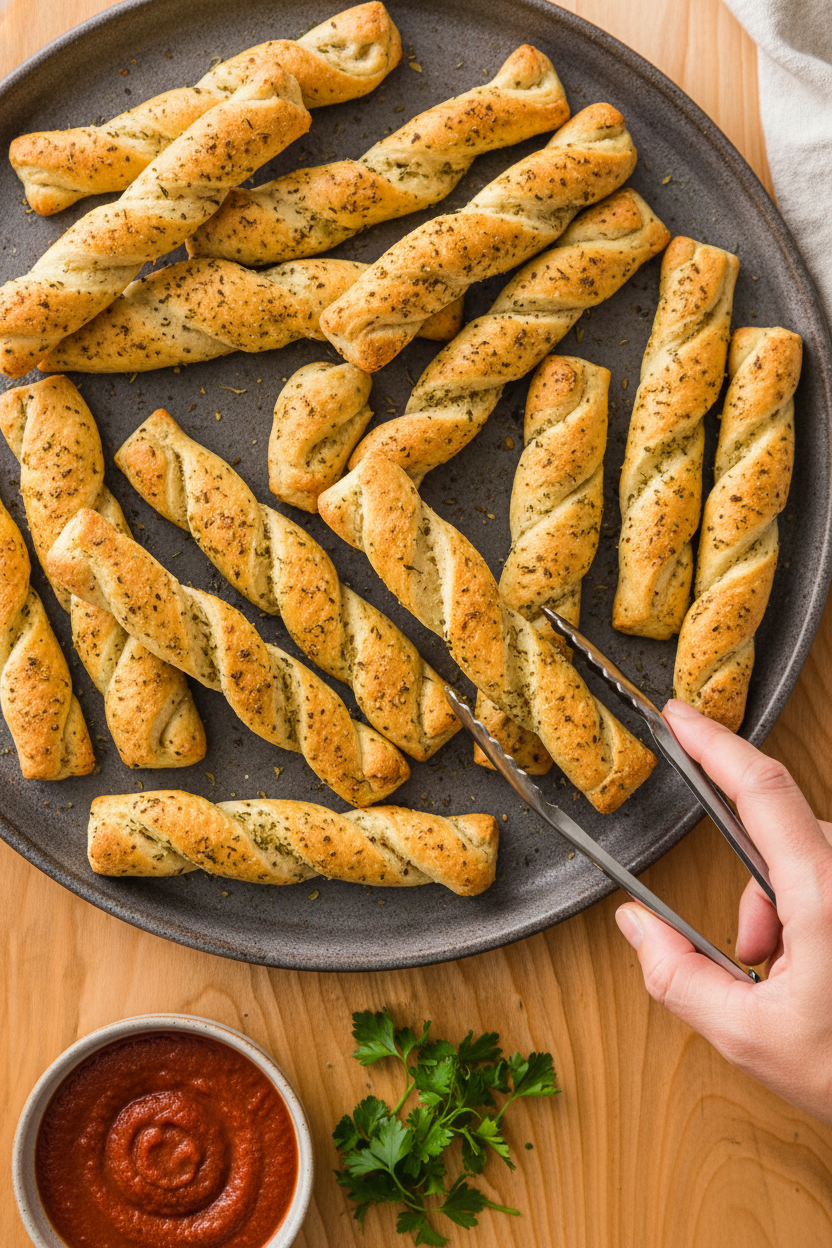 Savory Garlic Herb Twisted Breadsticks