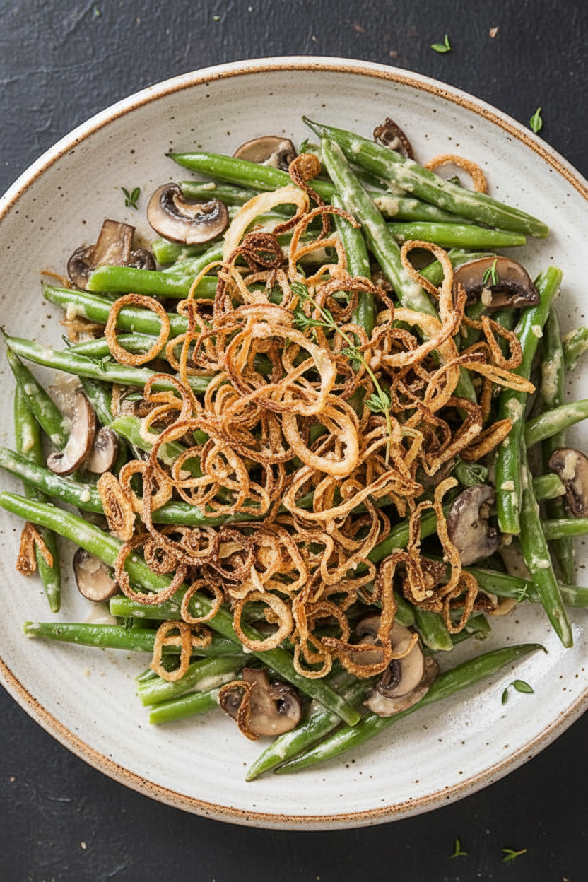 Savory Green Bean Bake with Crispy Onions