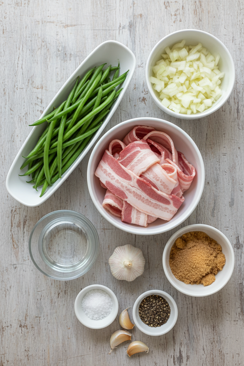 Savory Green Beans with Crispy Bacon and Onions