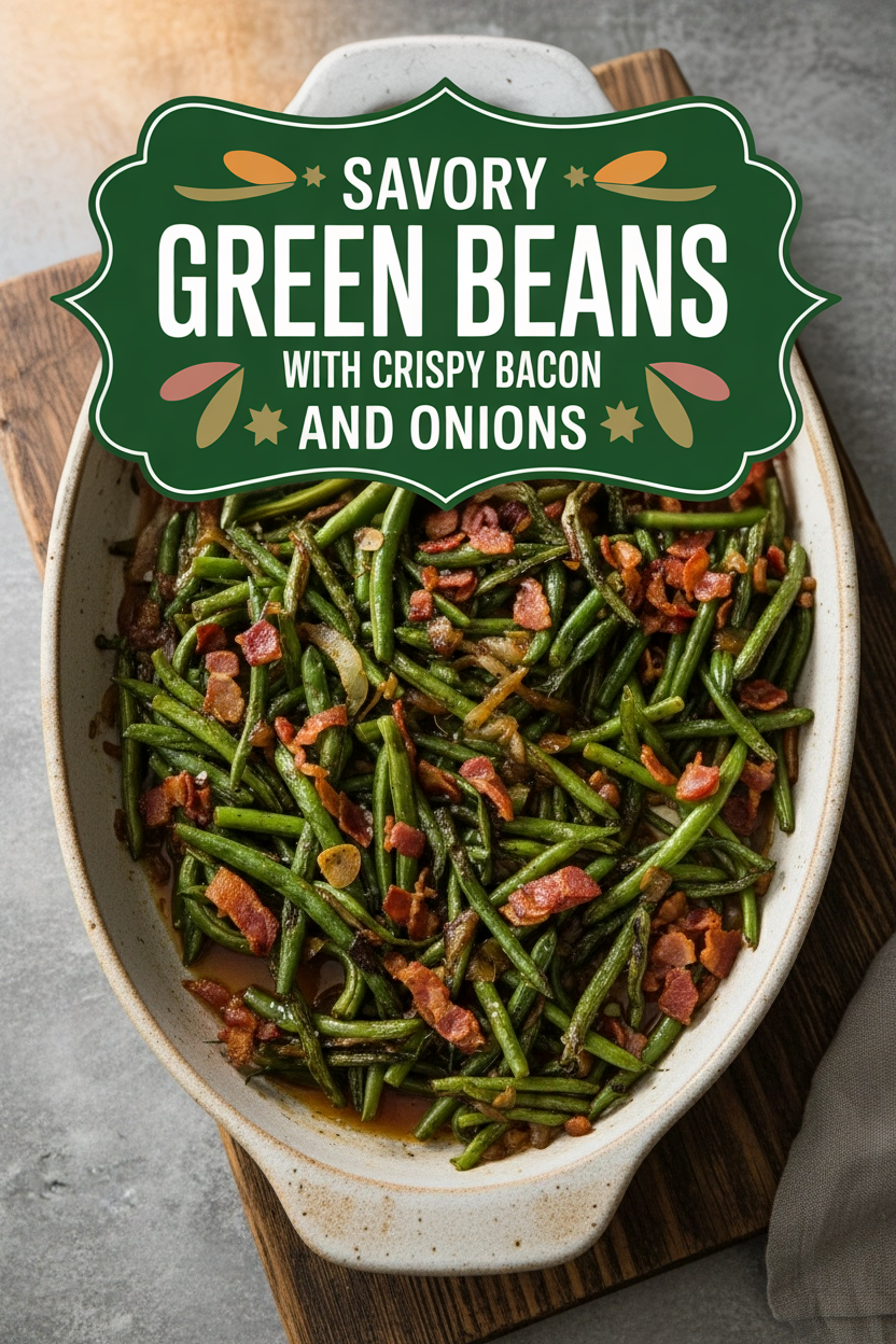 Savory Green Beans with Crispy Bacon and Onions