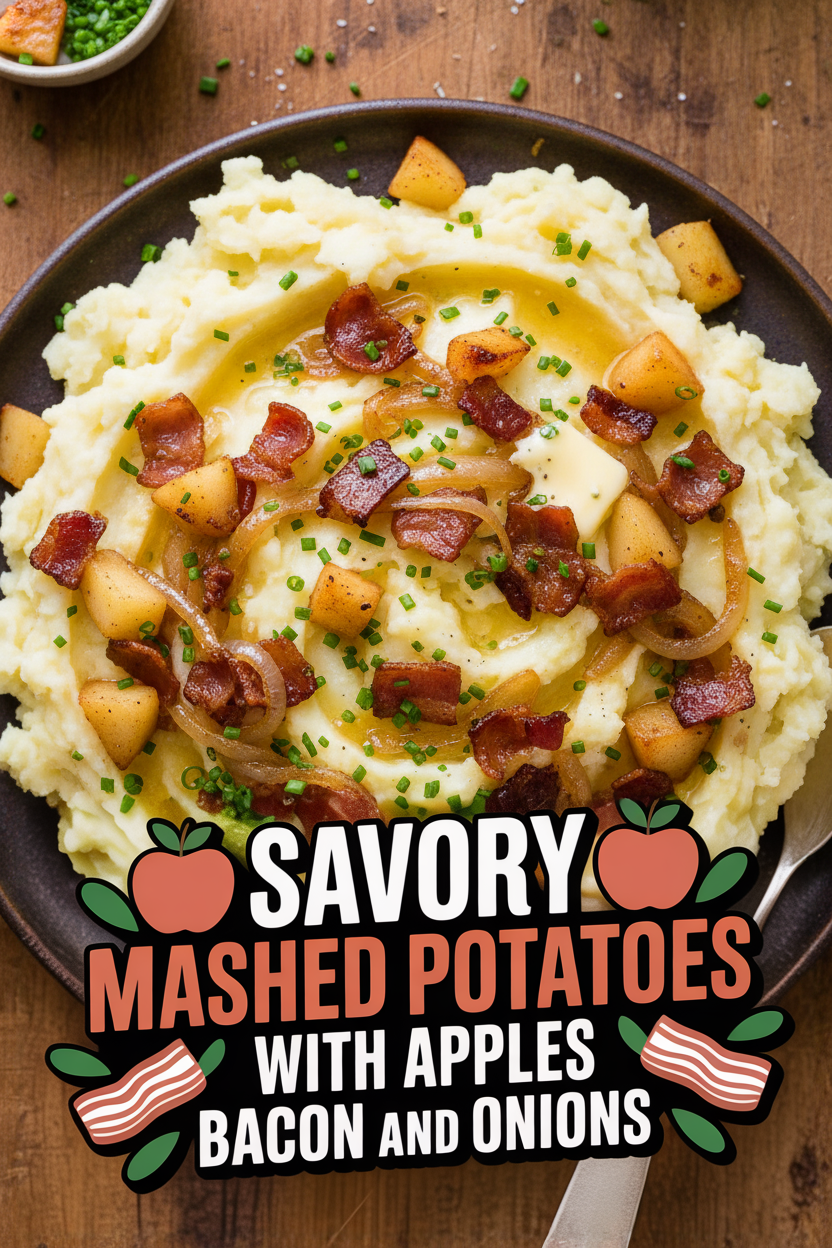 Savory Mashed Potatoes with Apples Bacon and Onions