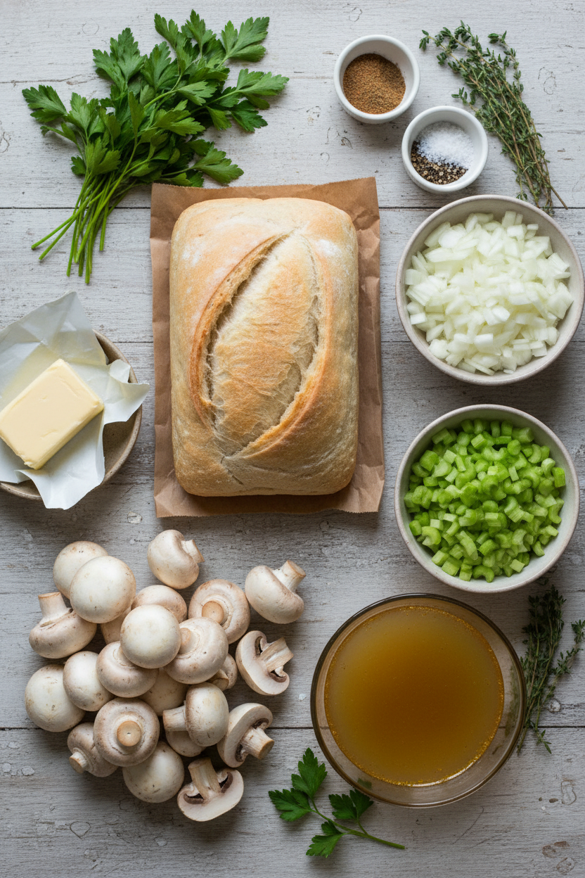 Savory Mushroom and Herb Holiday Stuffing