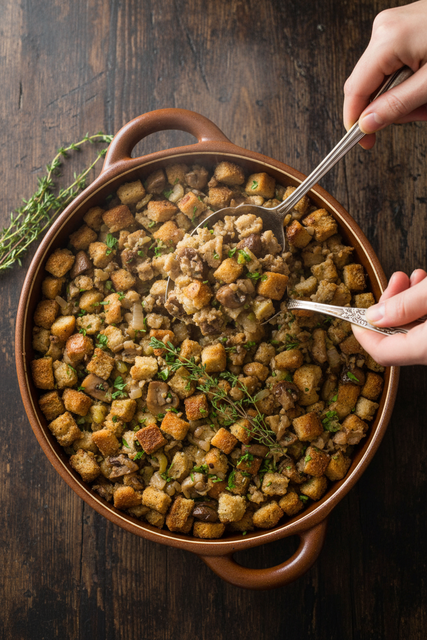 Savory Mushroom and Herb Holiday Stuffing