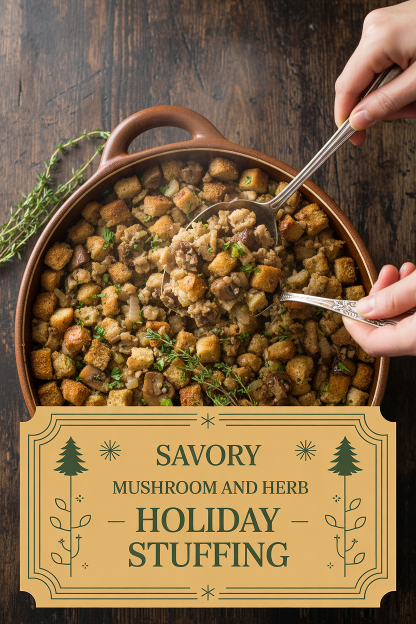 Savory Mushroom and Herb Holiday Stuffing