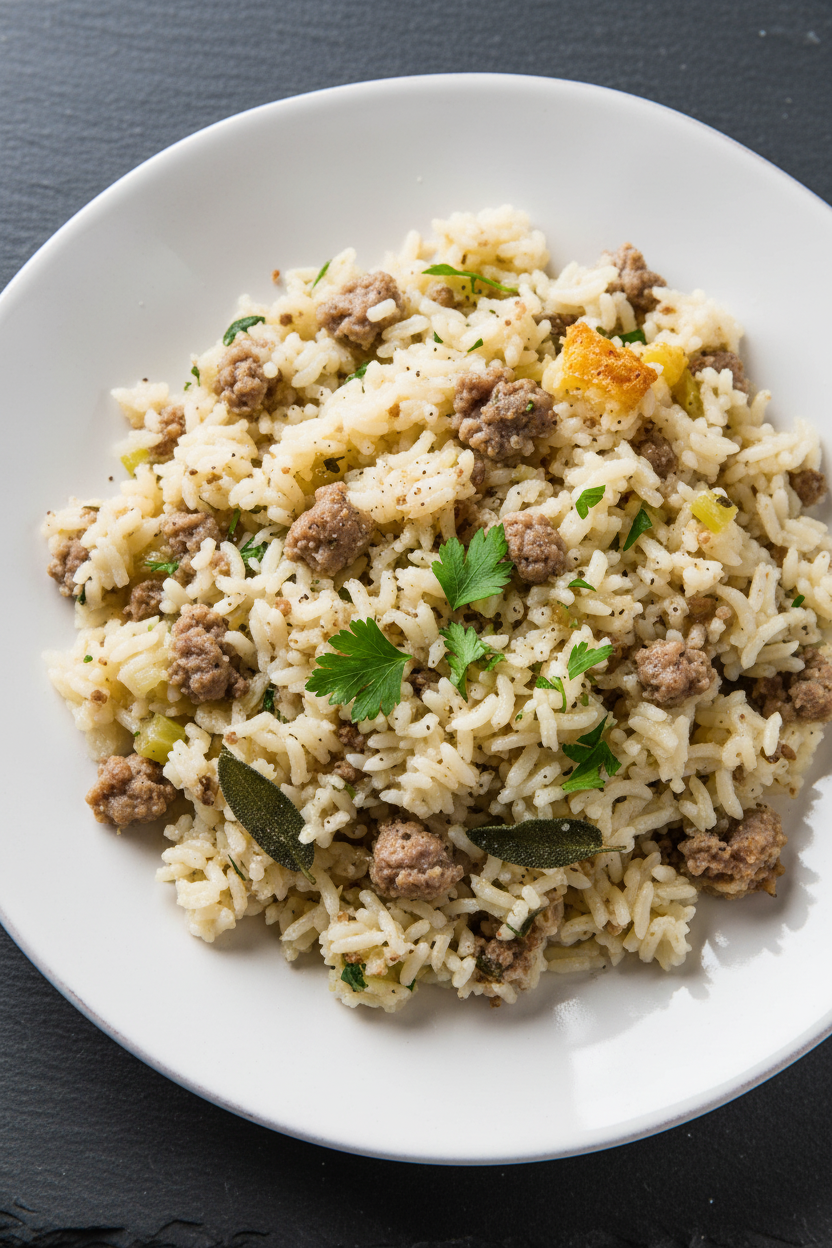 Savory Sausage and Rice Bake