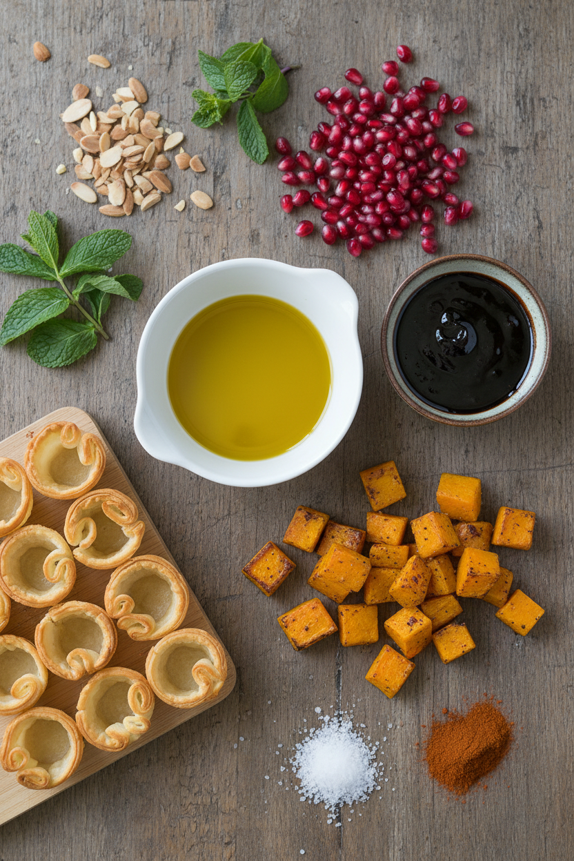 Savory Squash Tartlets with Pomegranate and Mint