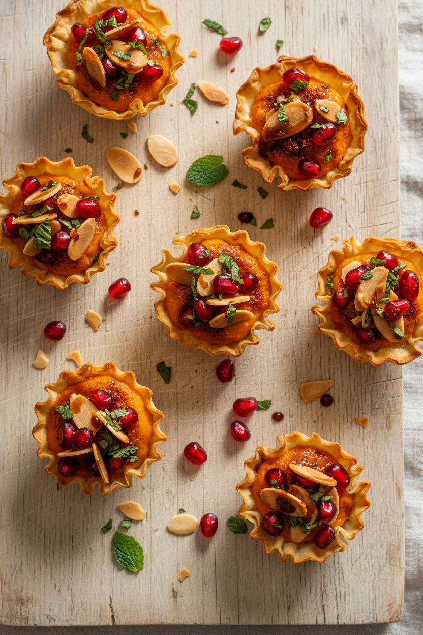 Savory Squash Tartlets with Pomegranate and Mint