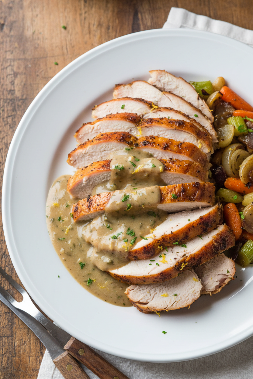 Simple Roast Turkey with Savory Herb Gravy