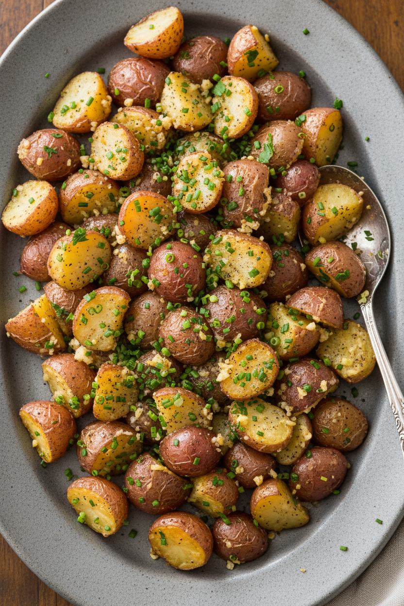 Smoky Garlic Crushed Potatoes