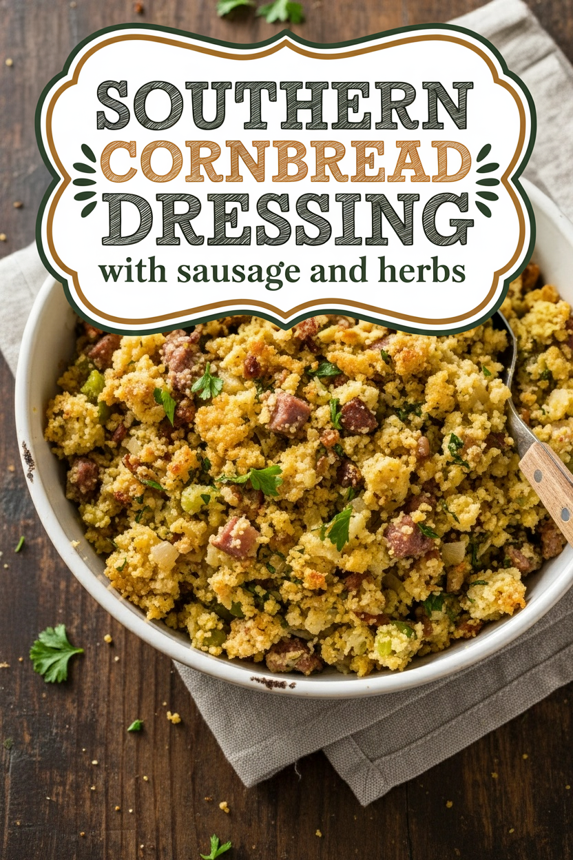 Southern Cornbread Dressing with Sausage and Herbs