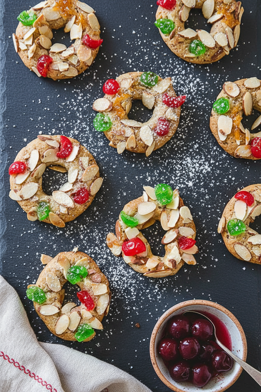 Spiced Almond Wreath Christmas Cookies