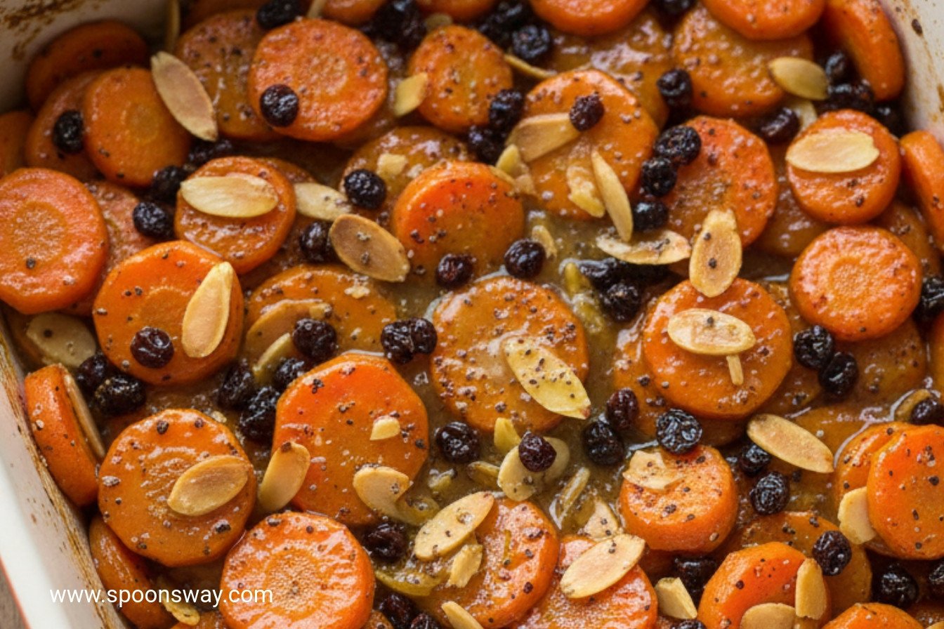 Spiced Glazed Carrots with Almonds and Currants