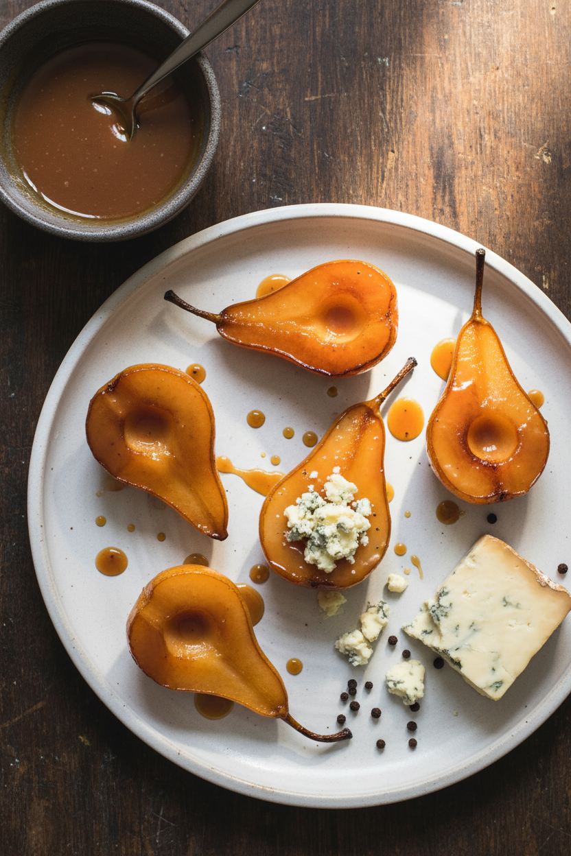 Spiced Pear Blue Cheese and Black Pepper Caramel