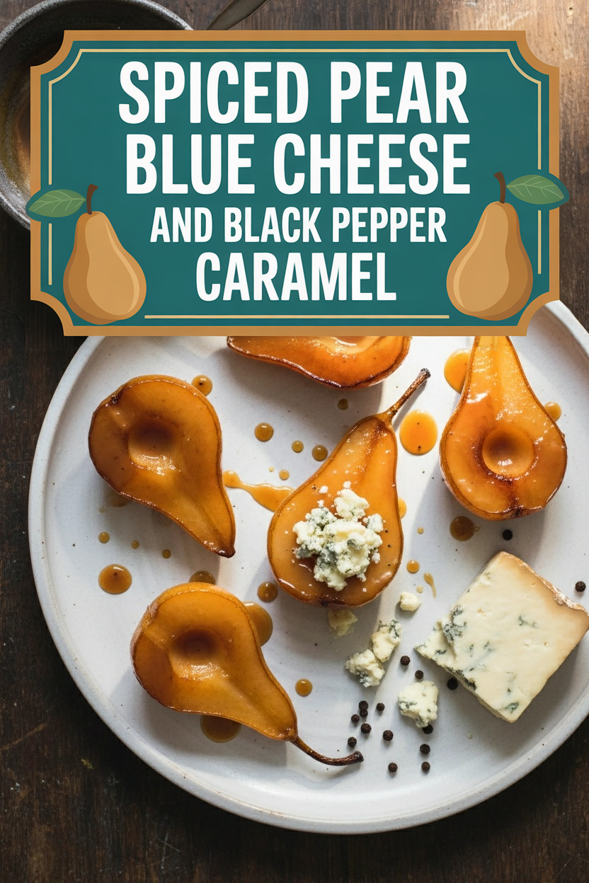 Spiced Pear Blue Cheese and Black Pepper Caramel