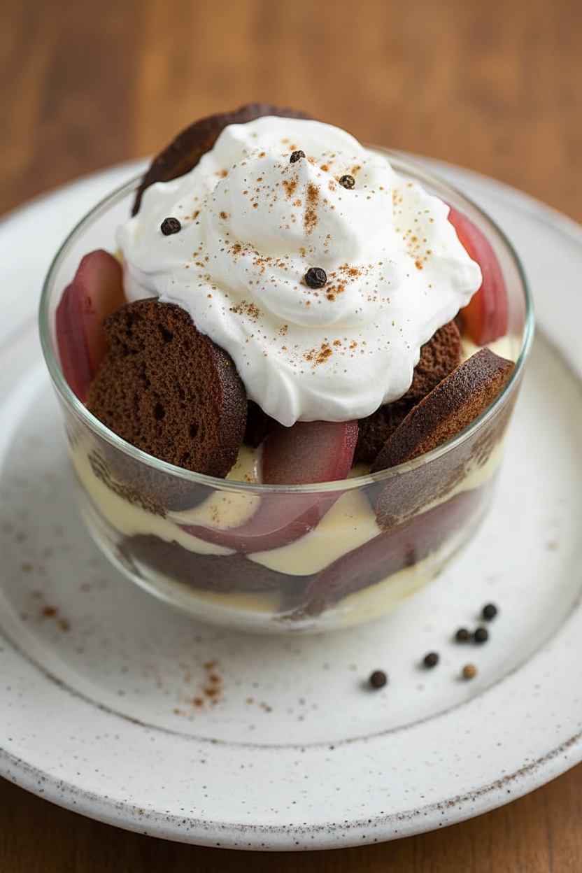 Spiced Pear and Gingerbread Layered Dessert