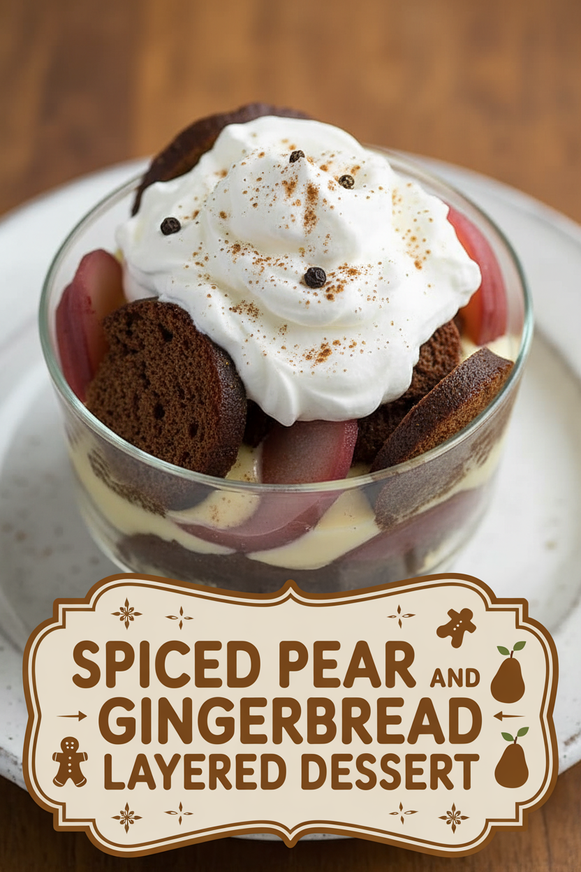 Spiced Pear and Gingerbread Layered Dessert