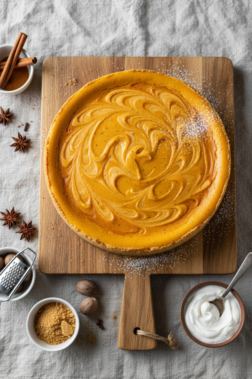 Spiced Pumpkin Swirl Cheesecake