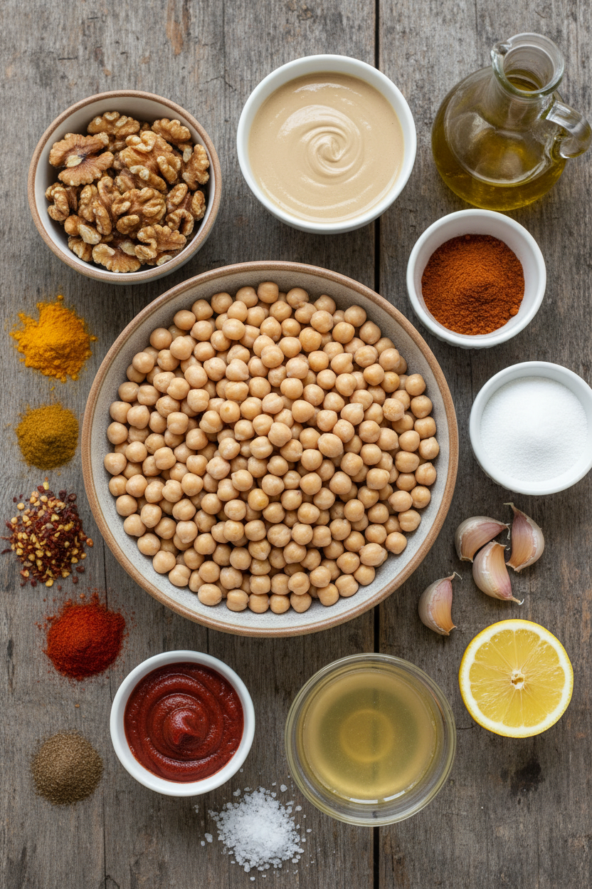 Spiced Walnut Hummus with Ultra Creamy Texture