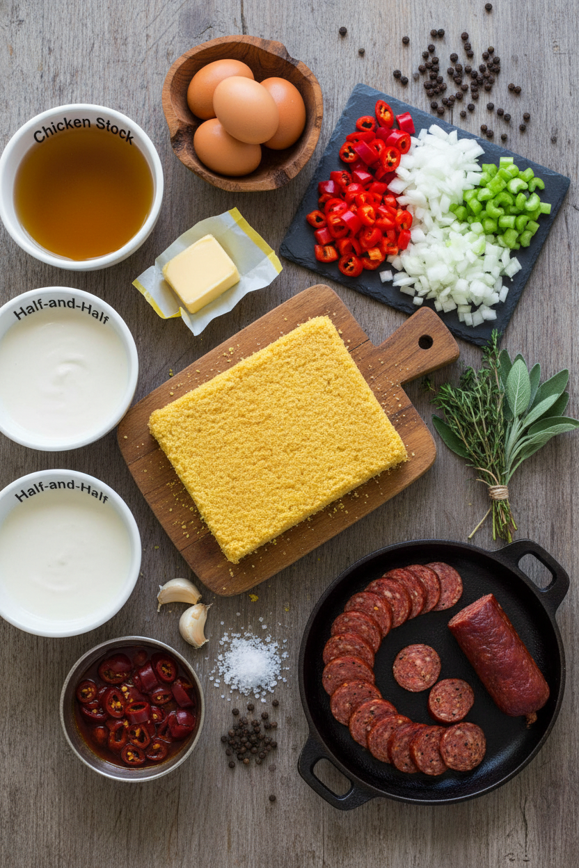 Spicy Andouille and Chipotle Cornbread Stuffing