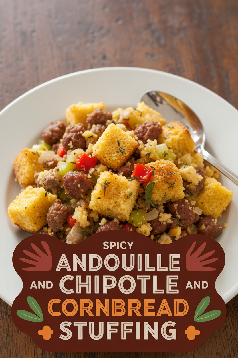 Spicy Andouille and Chipotle Cornbread Stuffing