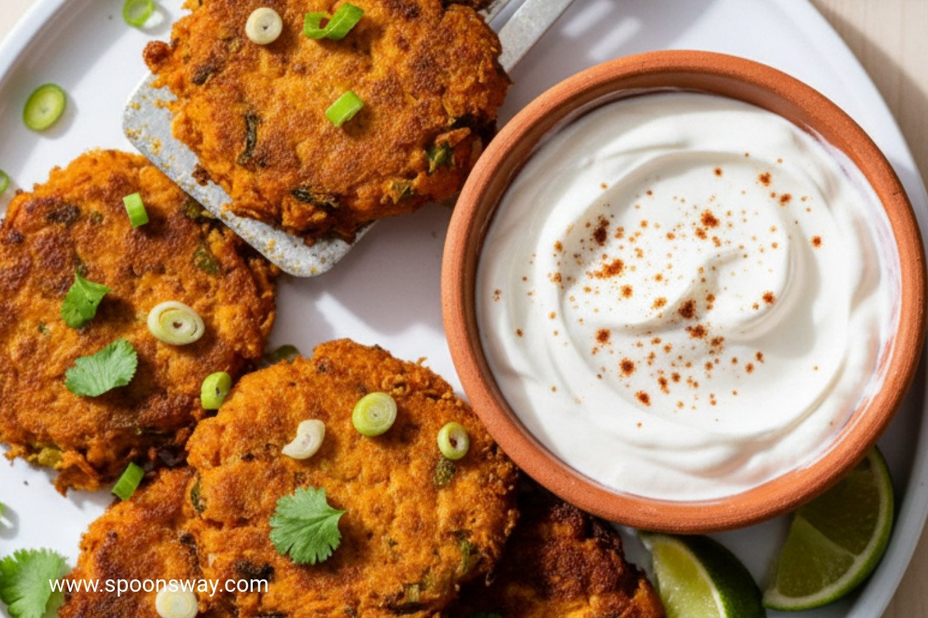 Spicy Cheddar Sweet Potato Fritters