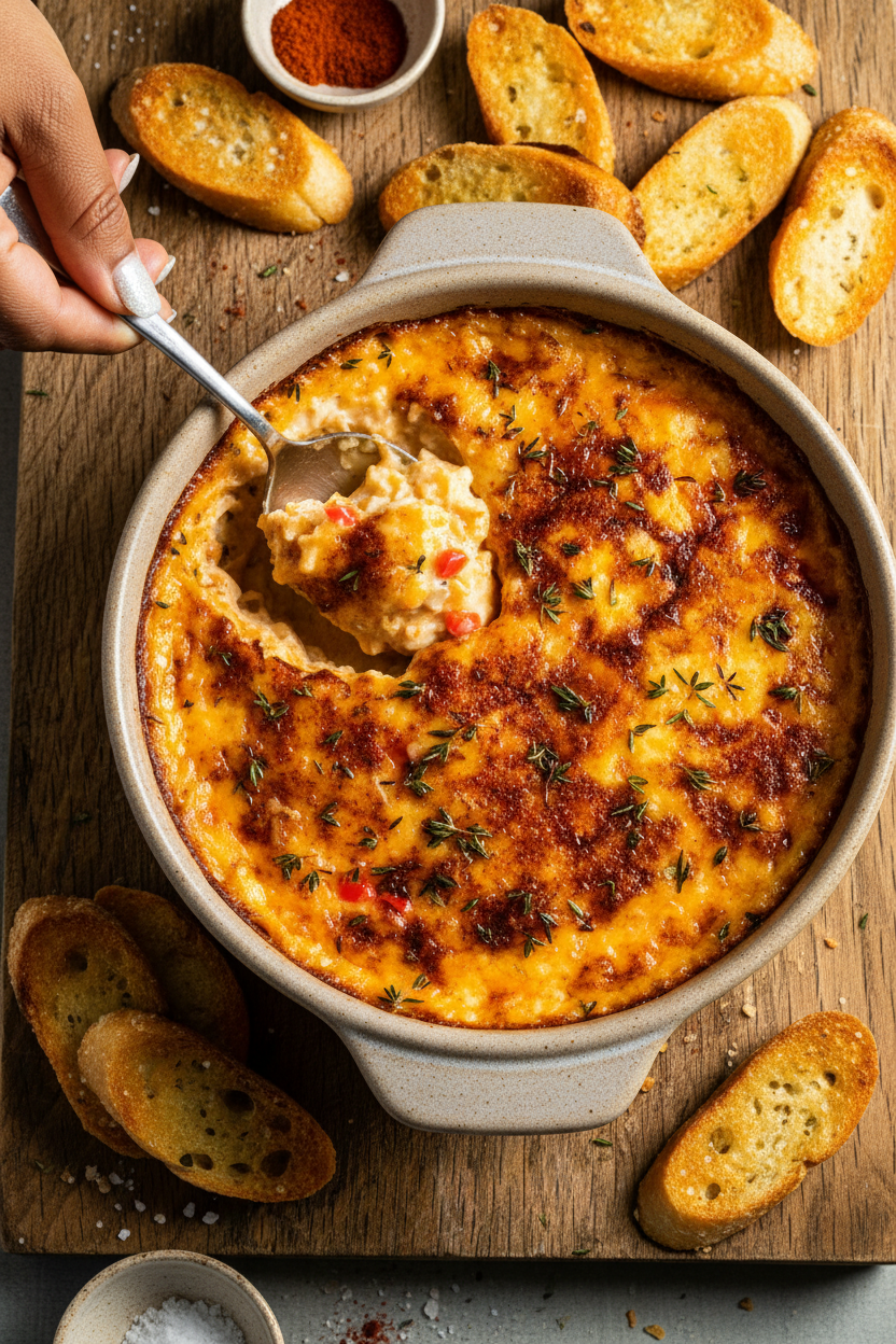 Spicy Crab and Cheddar Bake
