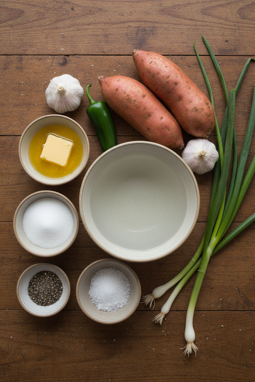 Spicy Sweet Potato Mash with Jalapeño and Scallions