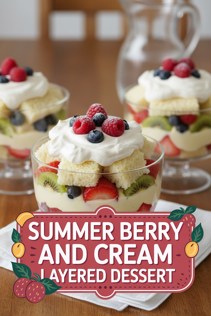 Summer Berry and Cream Layered Dessert